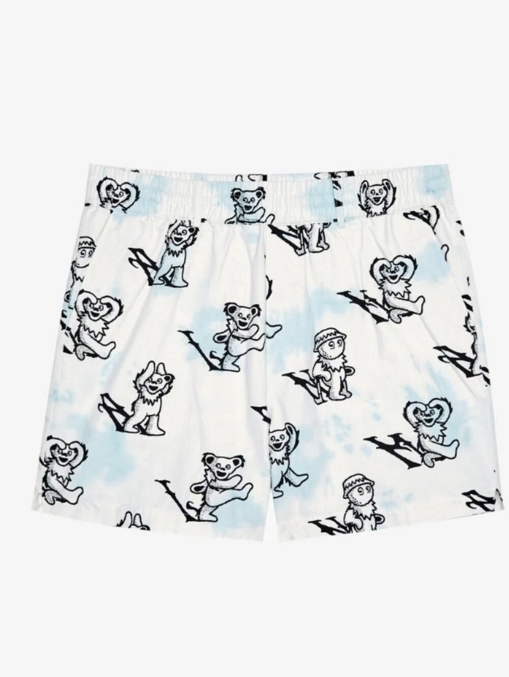 Malbon Grateful Dead Men’s Shorts - White w/Light Blue Scooter Bear Print